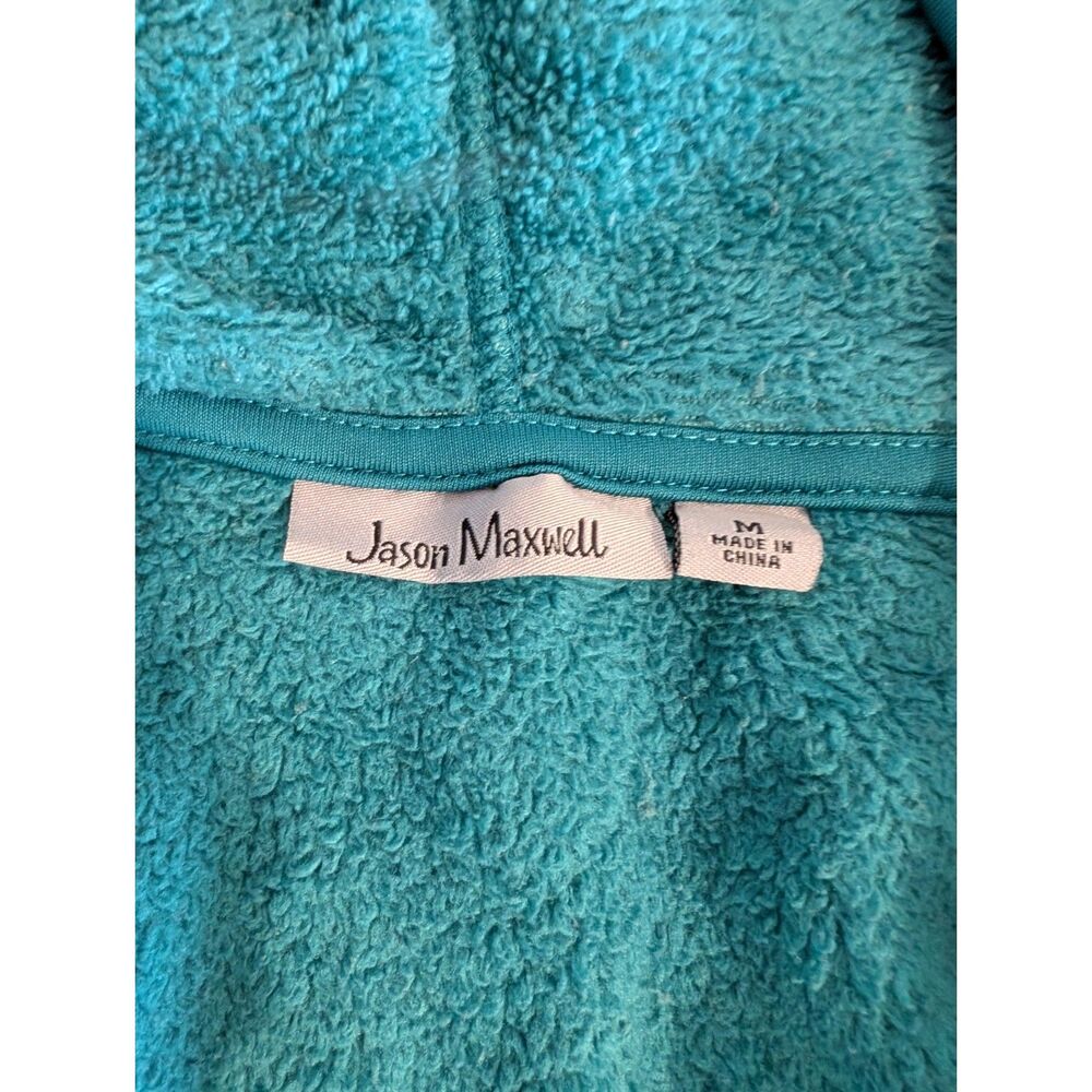 Jason Maxwell Women's Teal Full Zipper Hoodie Jacquard Fleece Medium - Picture 5 of 6